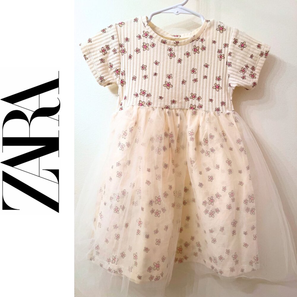 Zara  Girls floral tulle dress